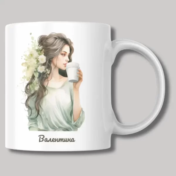 Чаша с картинка- момиче пие кафе 26 - Image 2